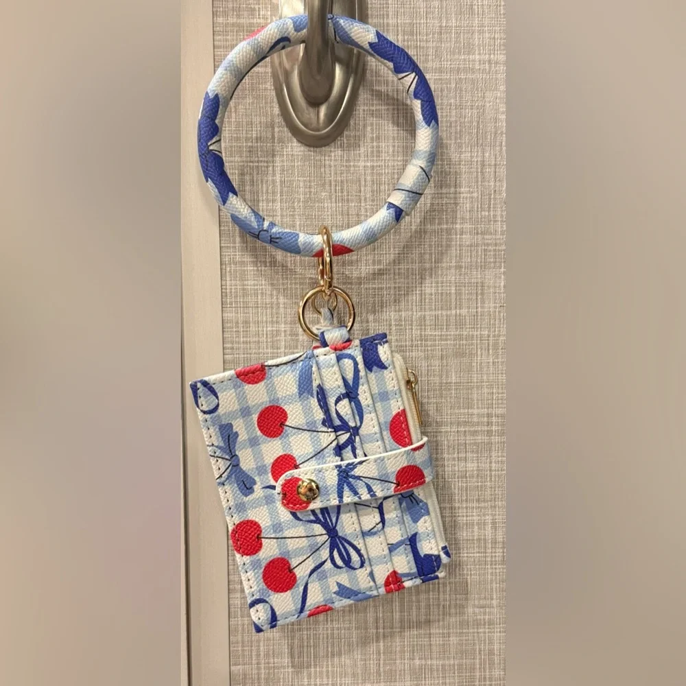 Blue and Cherry Wristlet Wallet Set - Picture 2 of 3